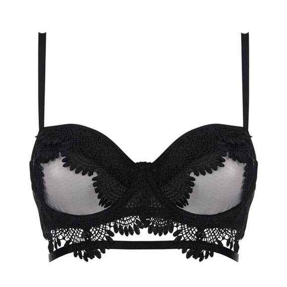 BLUEBELLA Gabriela Balconette Satin Mesh Lace Bra 32C - Picture 7 of 12